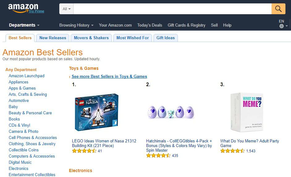 Amazon.com Best Sellers mencari ide bisnis